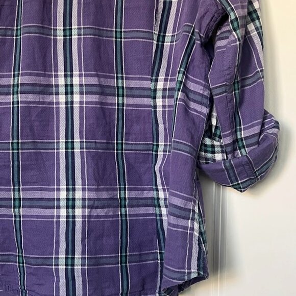 SO Purple Flannel Button Up Long Sleeve Roll Tab Shirt Size XL - Picture 10 of 10